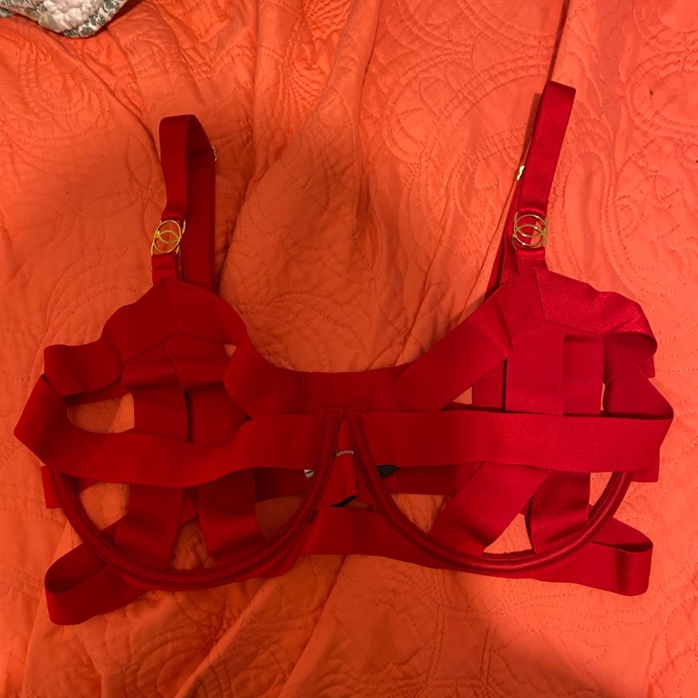 Red strappy lingerie